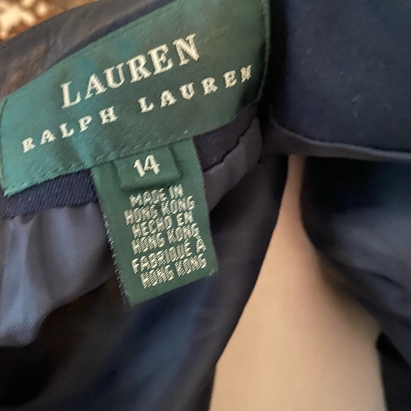 Vintage Classic Ralph Lauren leather Indigo navy blue blazer jacket size 14 EC - Picture 7 of 14